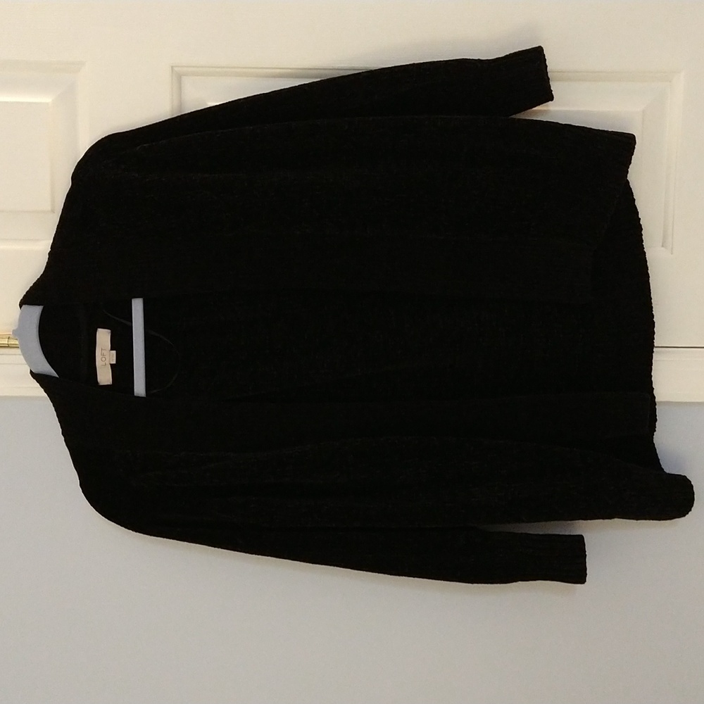 Ann Taylor Loft black chenille cardigan